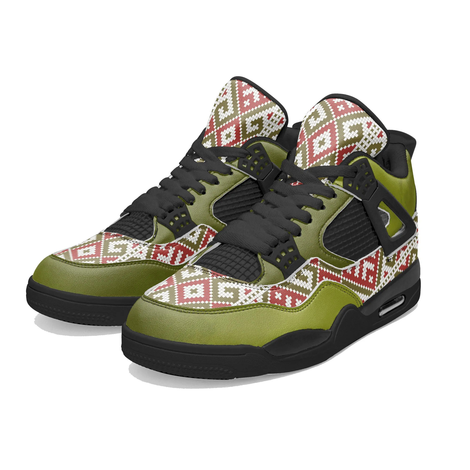 Palestine Embroidery Basketball Sneakers -Olive