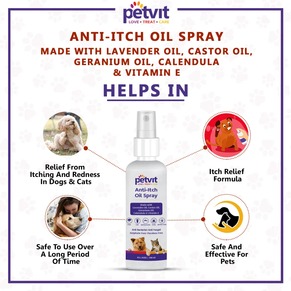 Petvit Anti Itch Oil Spray for Cats & Dogs