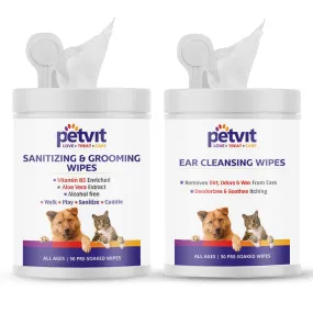 Petvit Pet wipes dogs | Dog wipes for Cleaning and Grooming | Pack of 1-50 Pulls|Petvit Pet Wipes for Dogs | Ear Cleaning Dog Wipes | Aloe vera | Vitamin E | Relieves Ear Itching | Fresh Scent