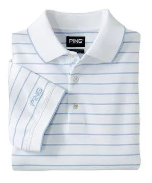 PING COLLECTION - DRY-FIBER DYNAMICS Yarn-Dyed Pique Stripe Sport Shirt with UV Protection