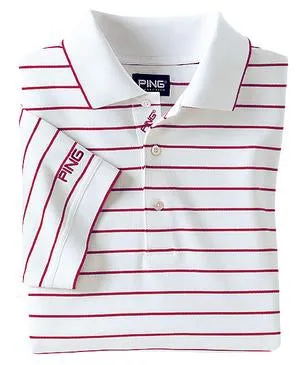 PING COLLECTION - DRY-FIBER DYNAMICS Yarn-Dyed Pique Stripe Sport Shirt with UV Protection