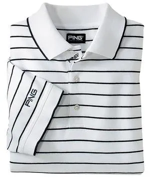 PING COLLECTION - DRY-FIBER DYNAMICS Yarn-Dyed Pique Stripe Sport Shirt with UV Protection