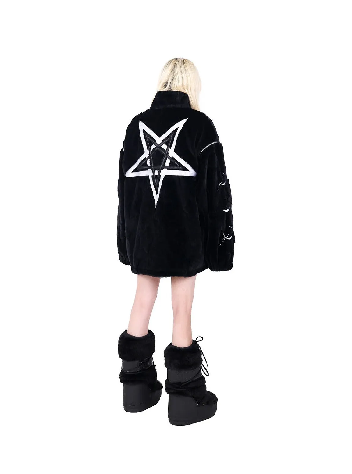 PINKSPINK Occult Symbols Velvet Bomber Jacket - Black