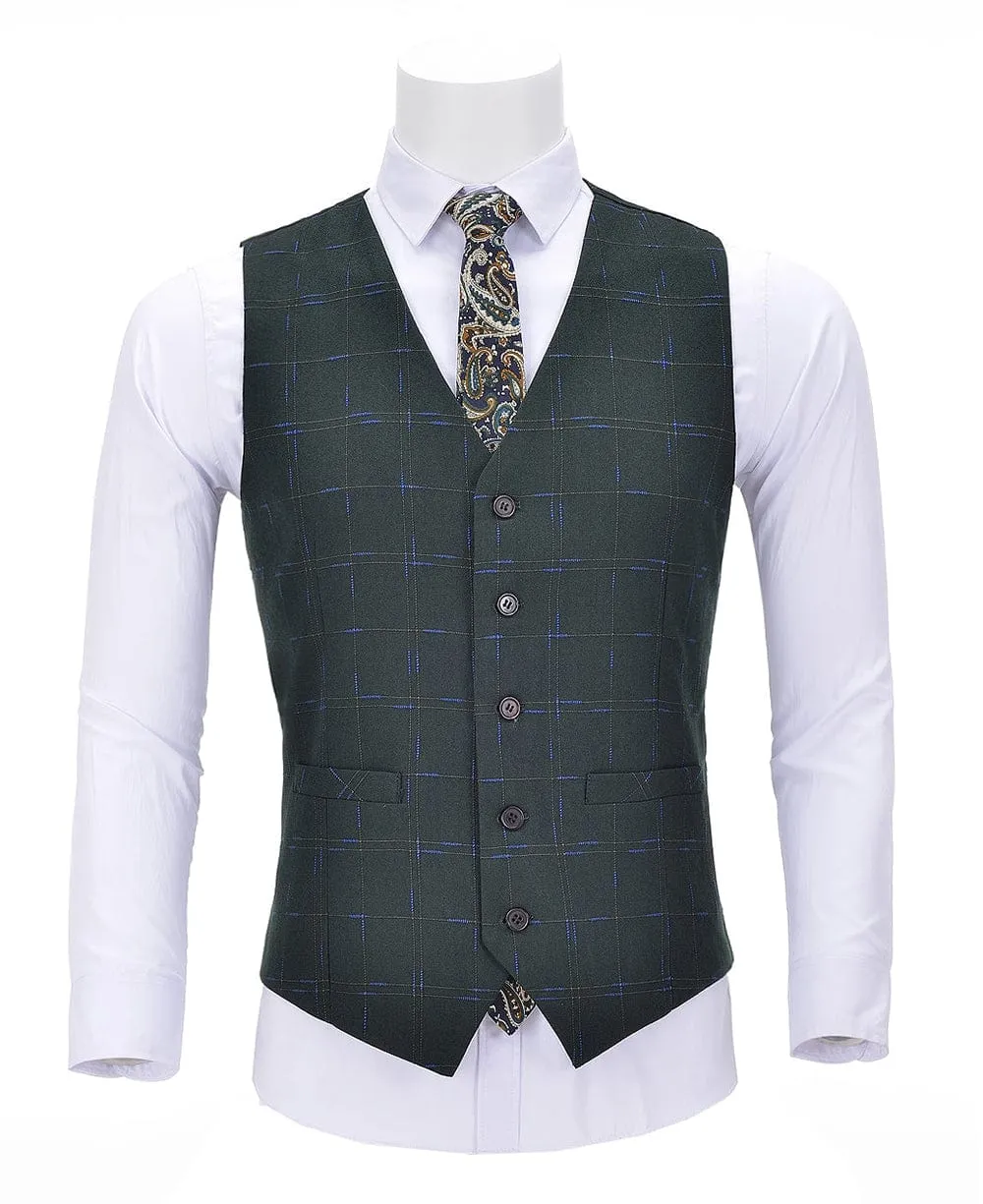 Plaid V Neck Waidtcoat Fashion Suit Vest