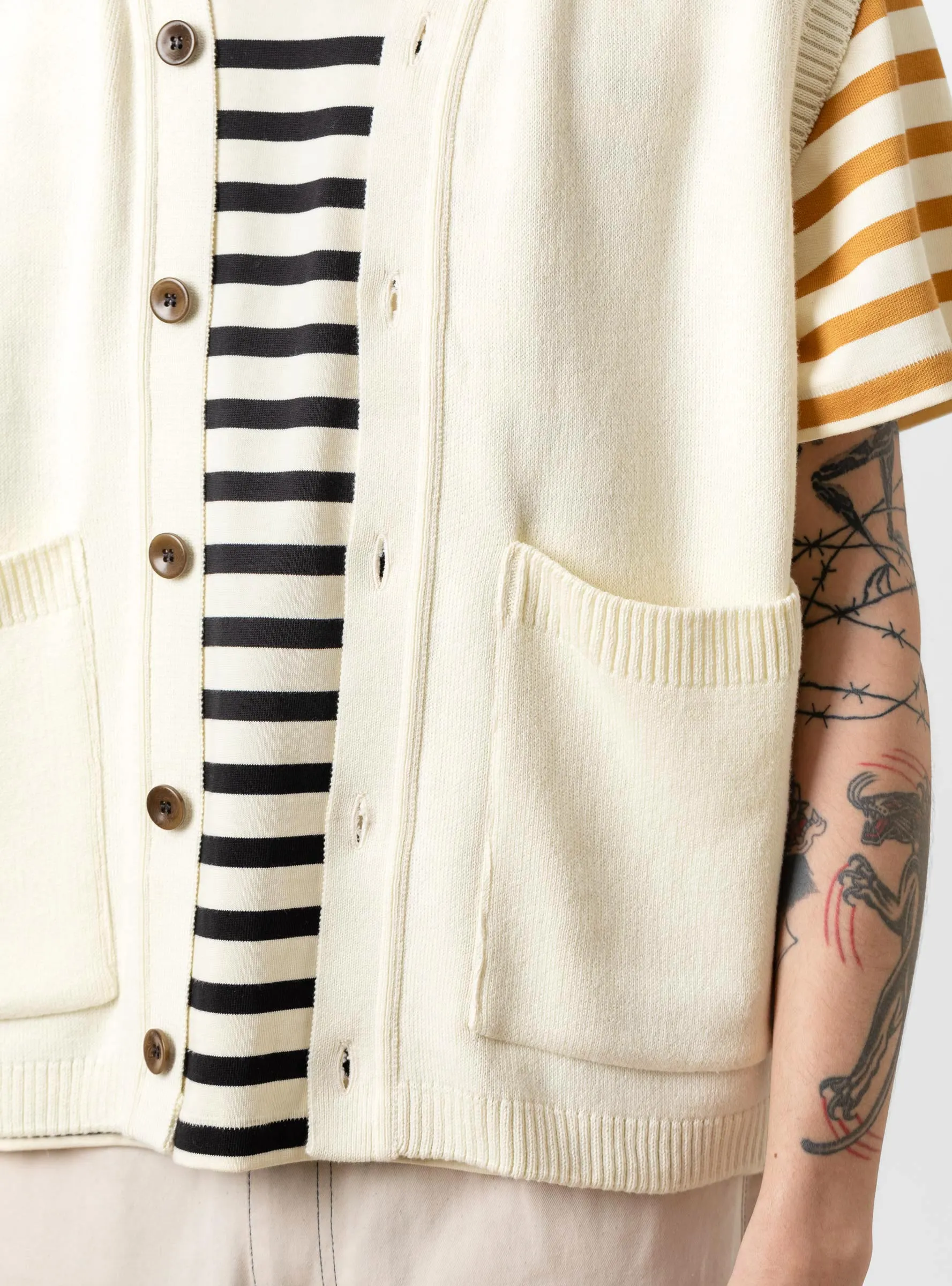 Pocket Sweater Vest Cream