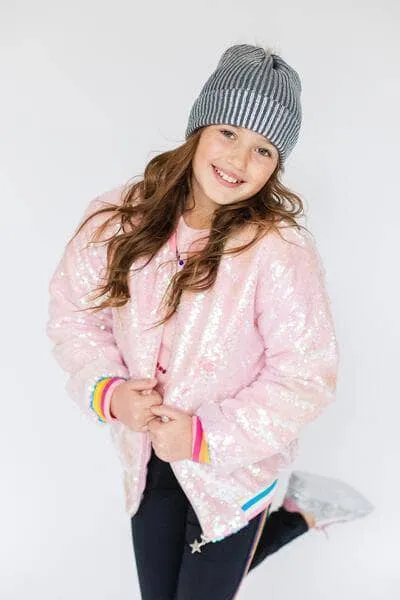 Powder Puff Pink Sequin Bomber