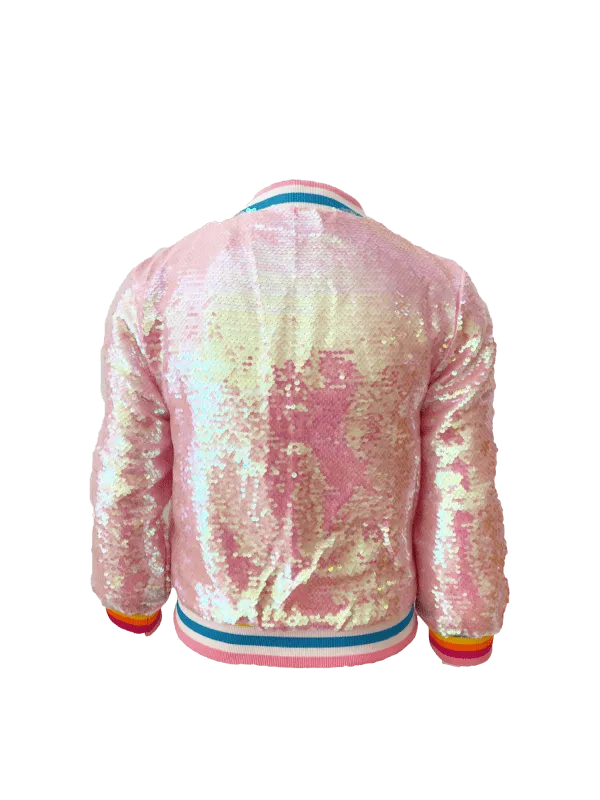 Powder Puff Pink Sequin Bomber