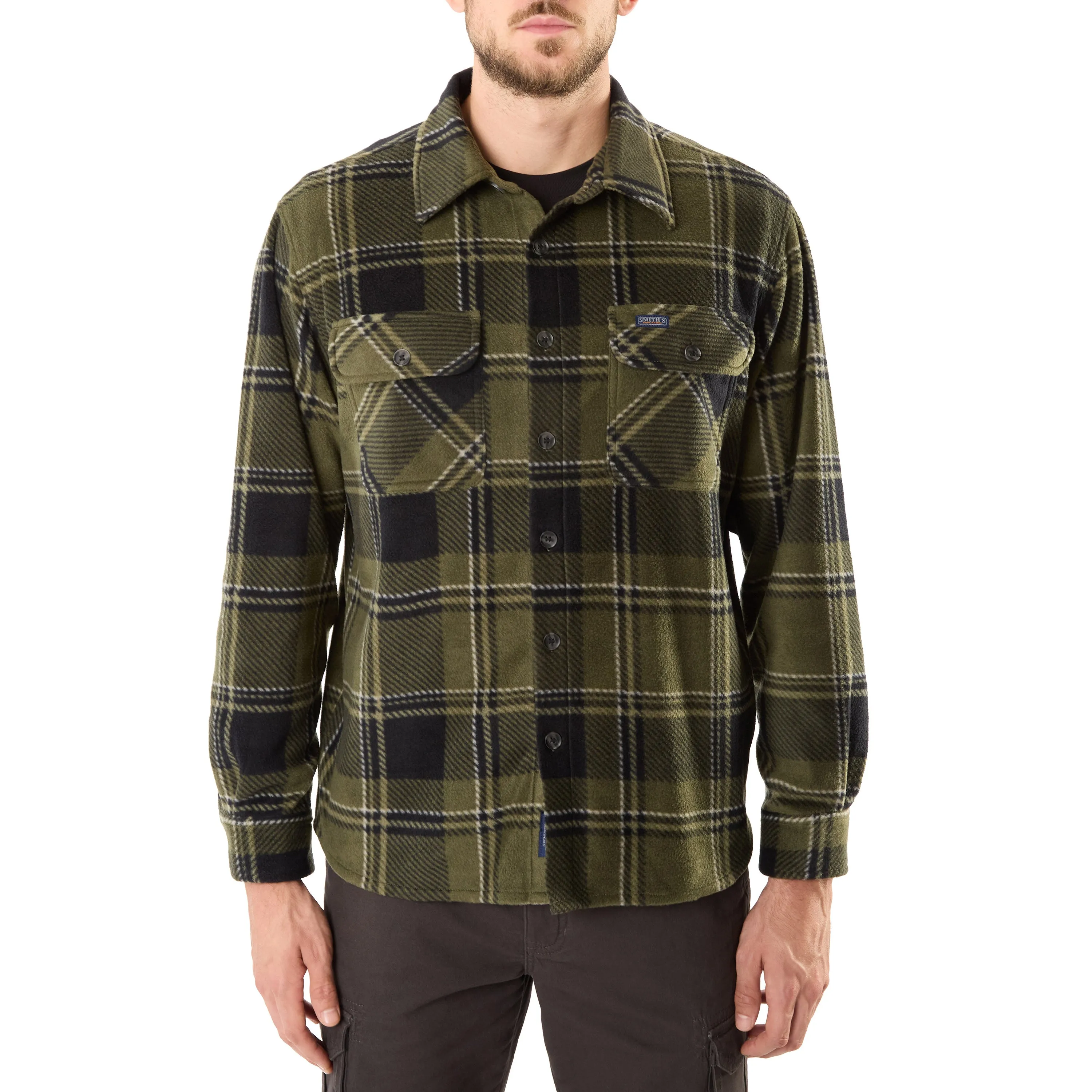 PRINTED PLAID MICROFLEECE SHIRT