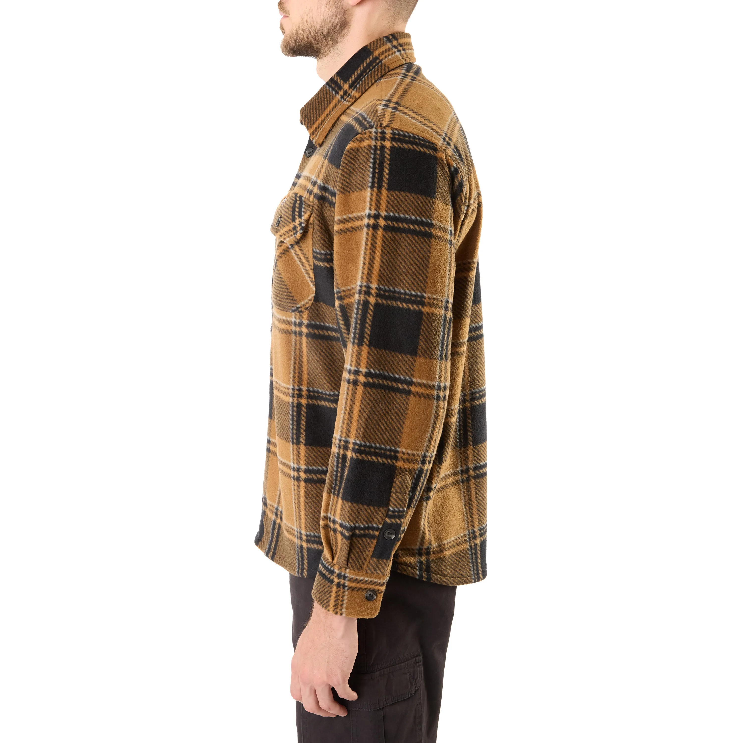 PRINTED PLAID MICROFLEECE SHIRT