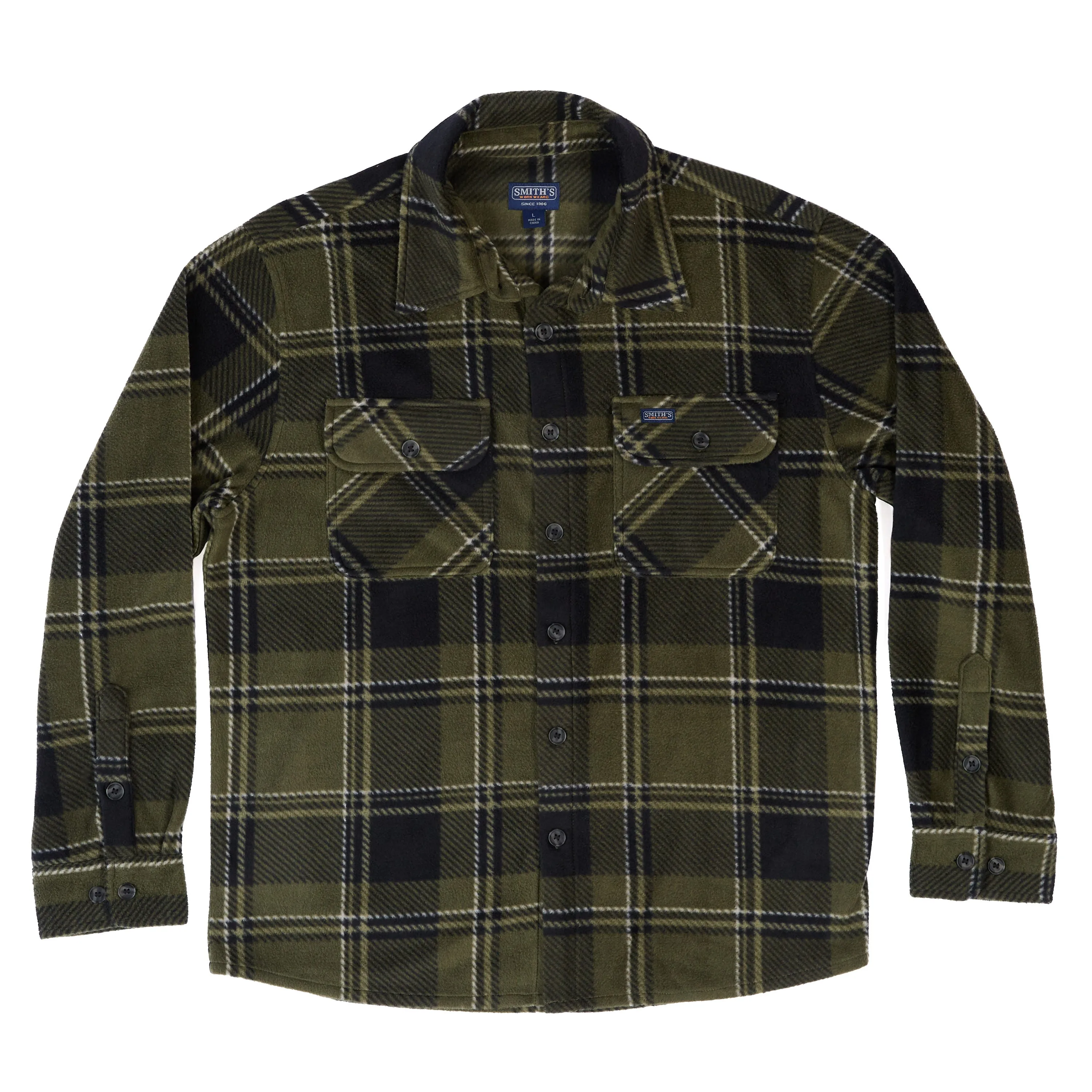 PRINTED PLAID MICROFLEECE SHIRT