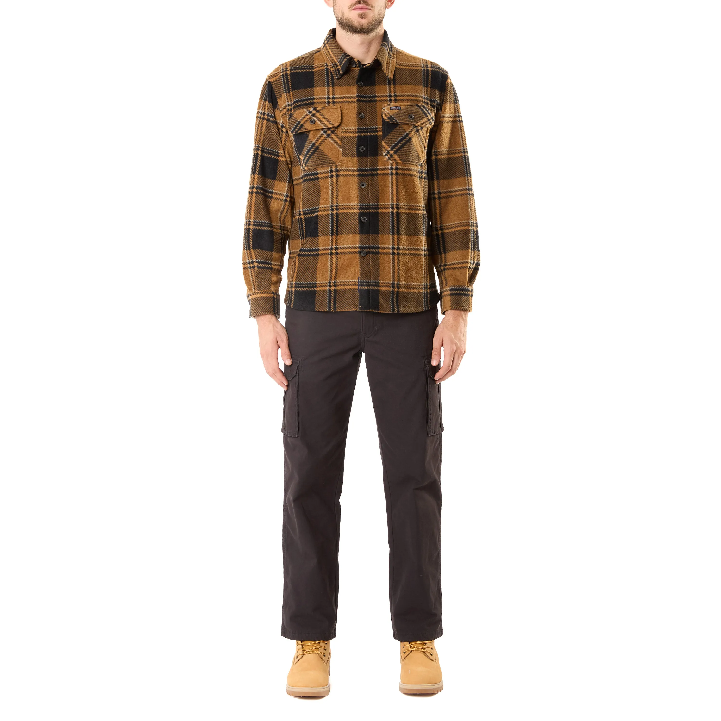 PRINTED PLAID MICROFLEECE SHIRT