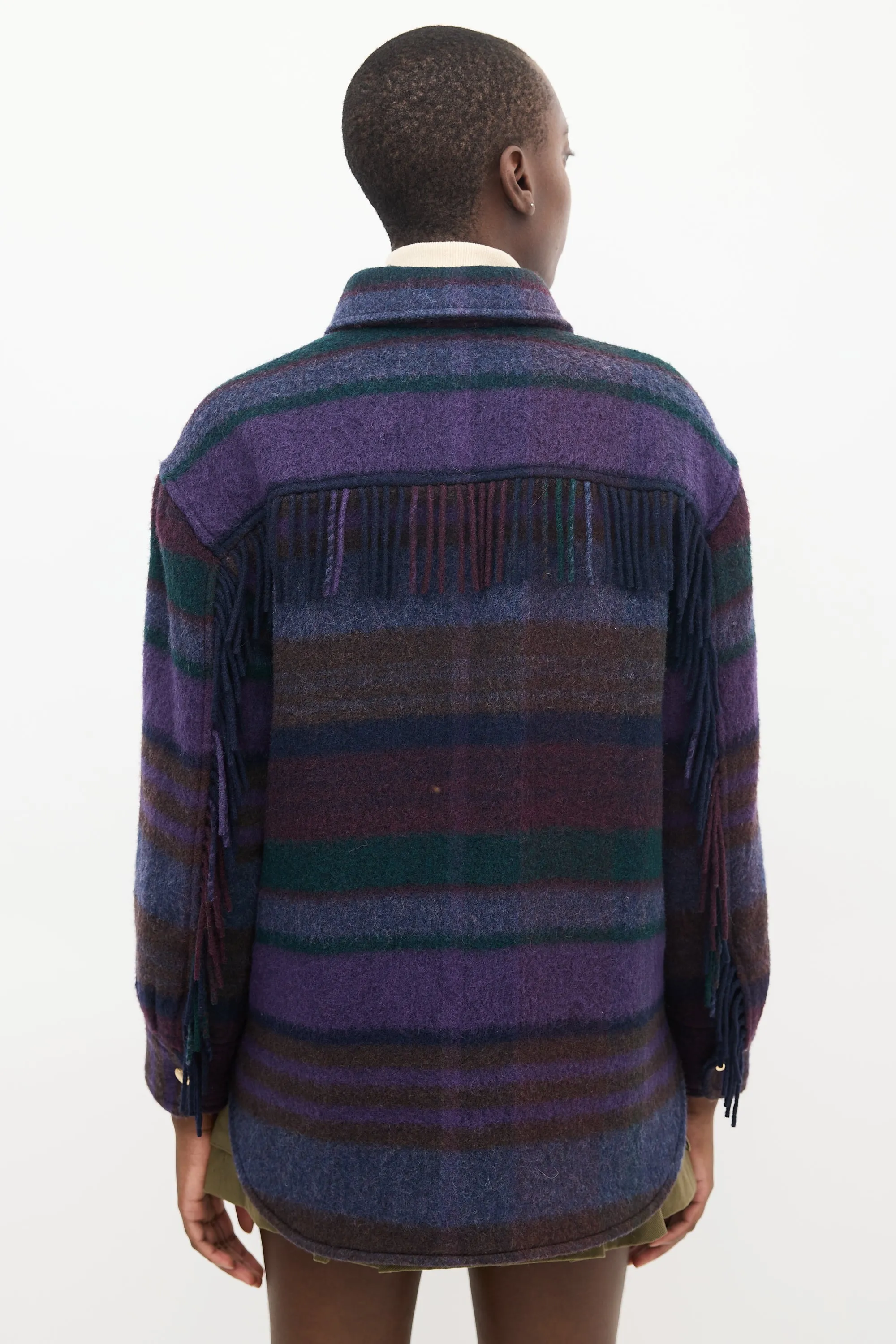 Purple & Green Wool Striped Shacket