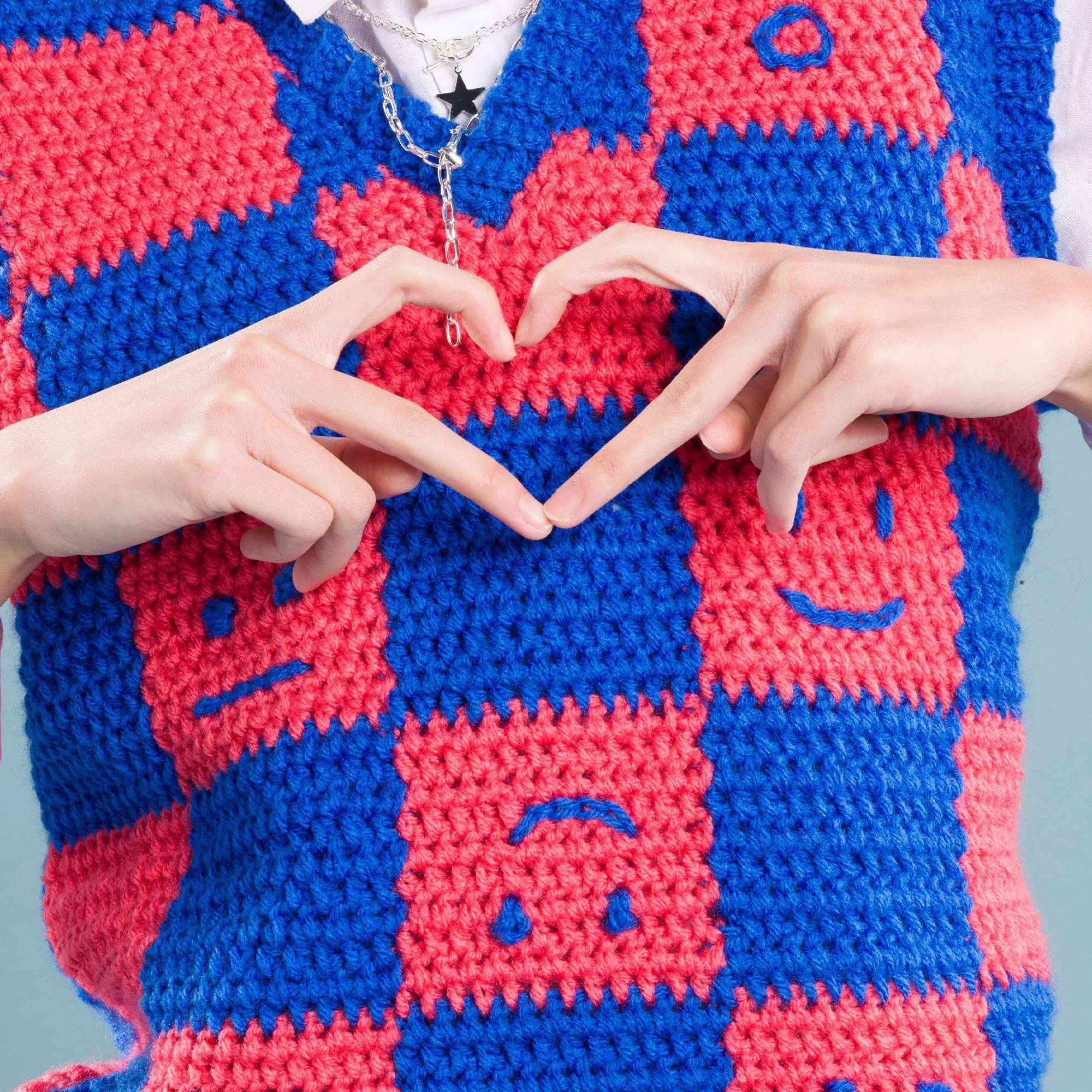 Red Heart Crochet Checkerboard Mood Sweater Vest