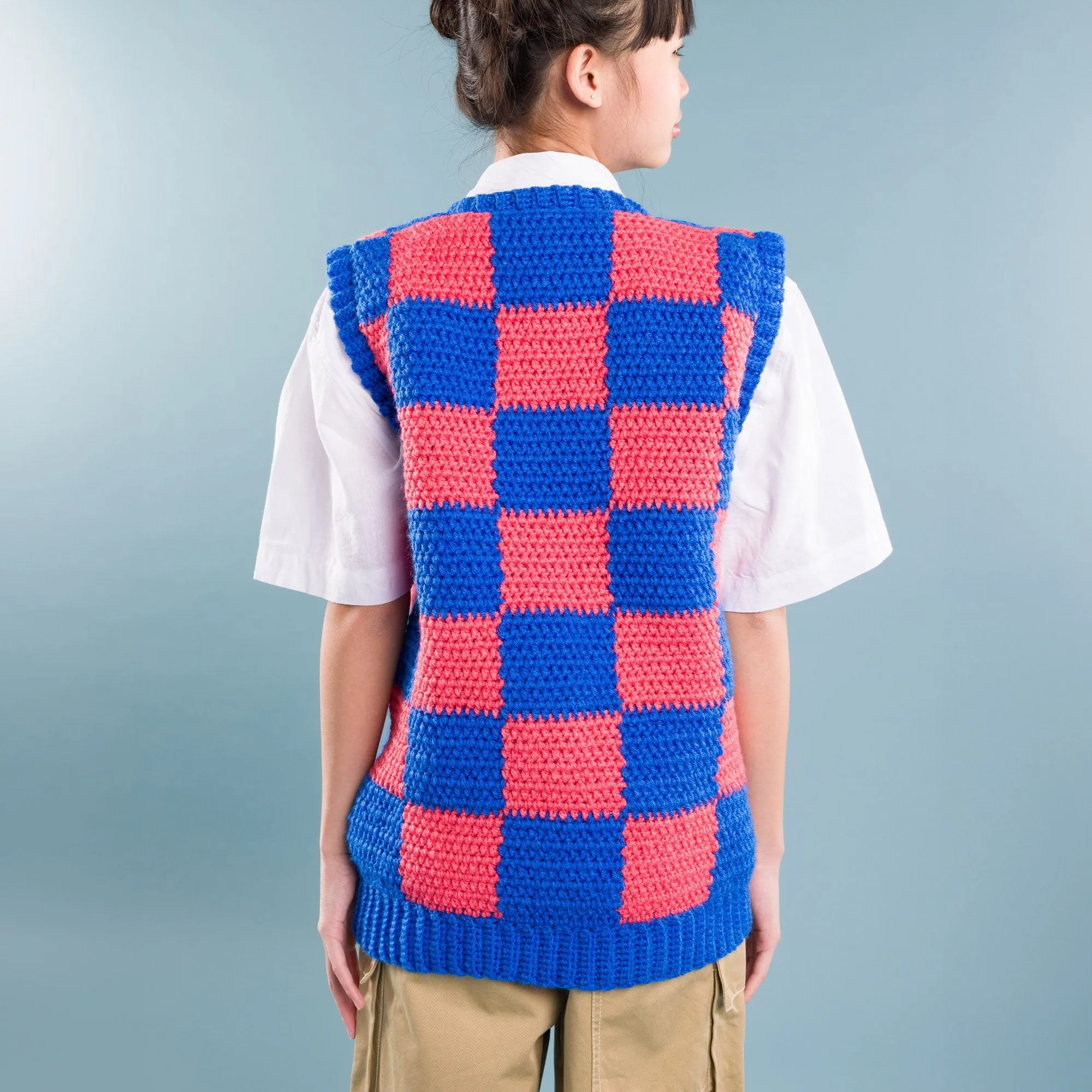 Red Heart Crochet Checkerboard Mood Sweater Vest