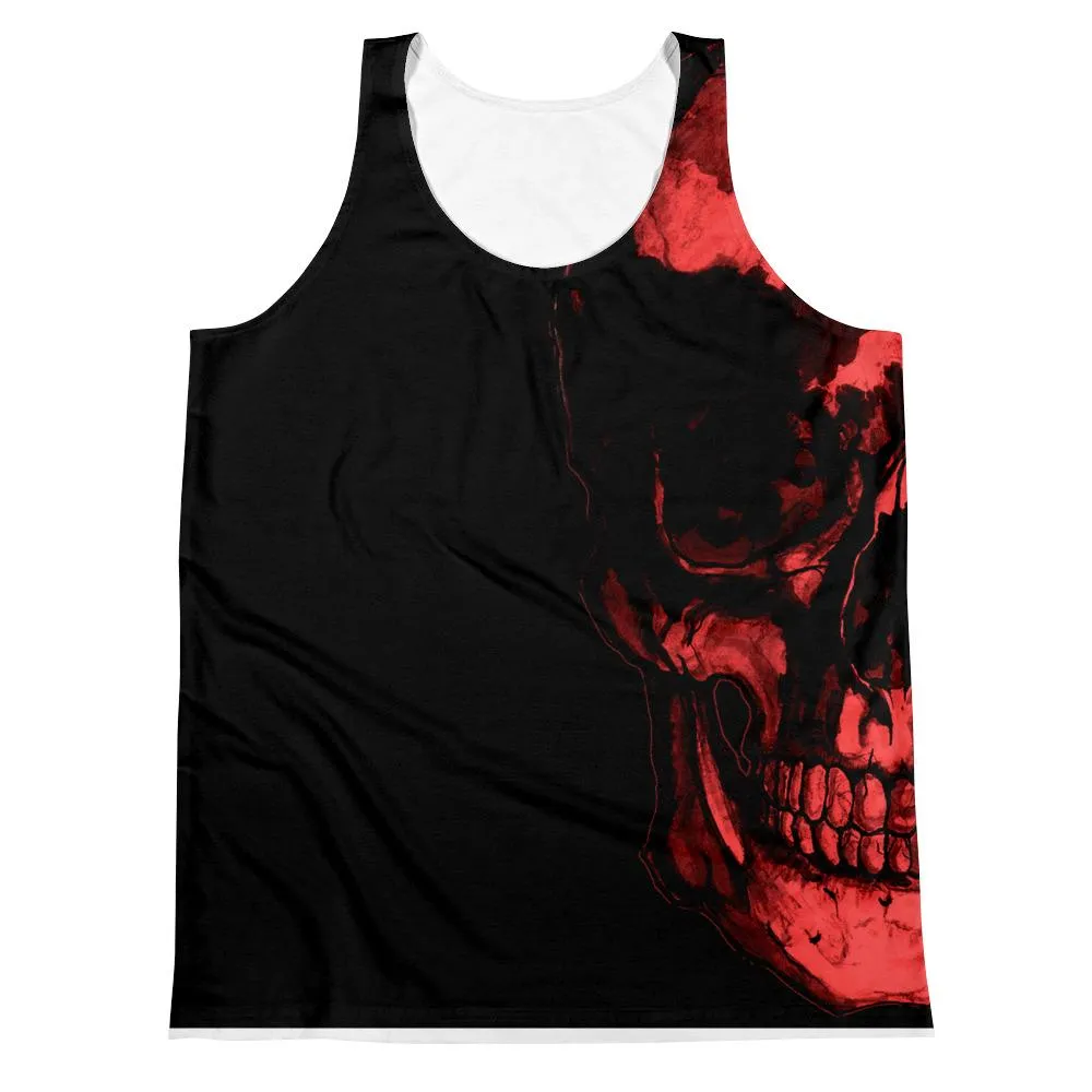 Red Skull Side View Black Unisex Tank Top by Robert Bowen