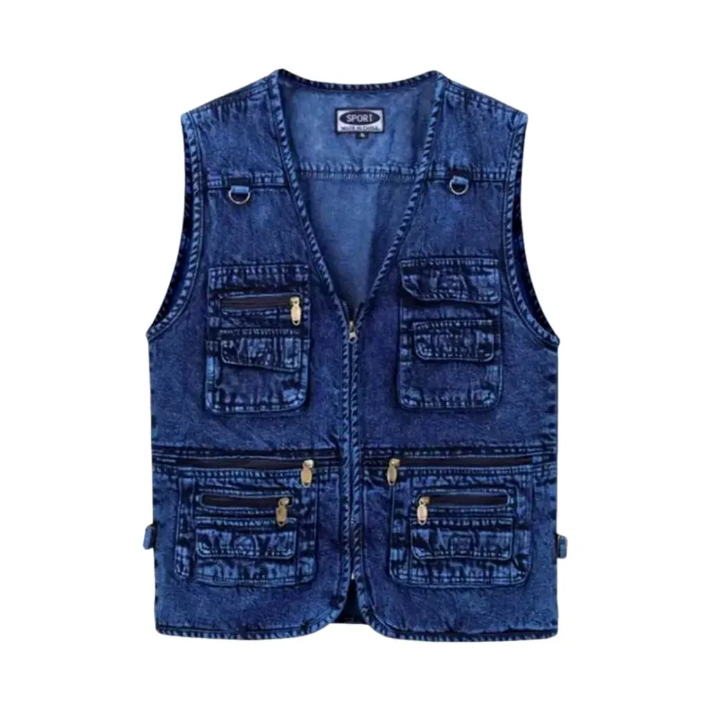 Regular fit vintage work worker men's denim vest