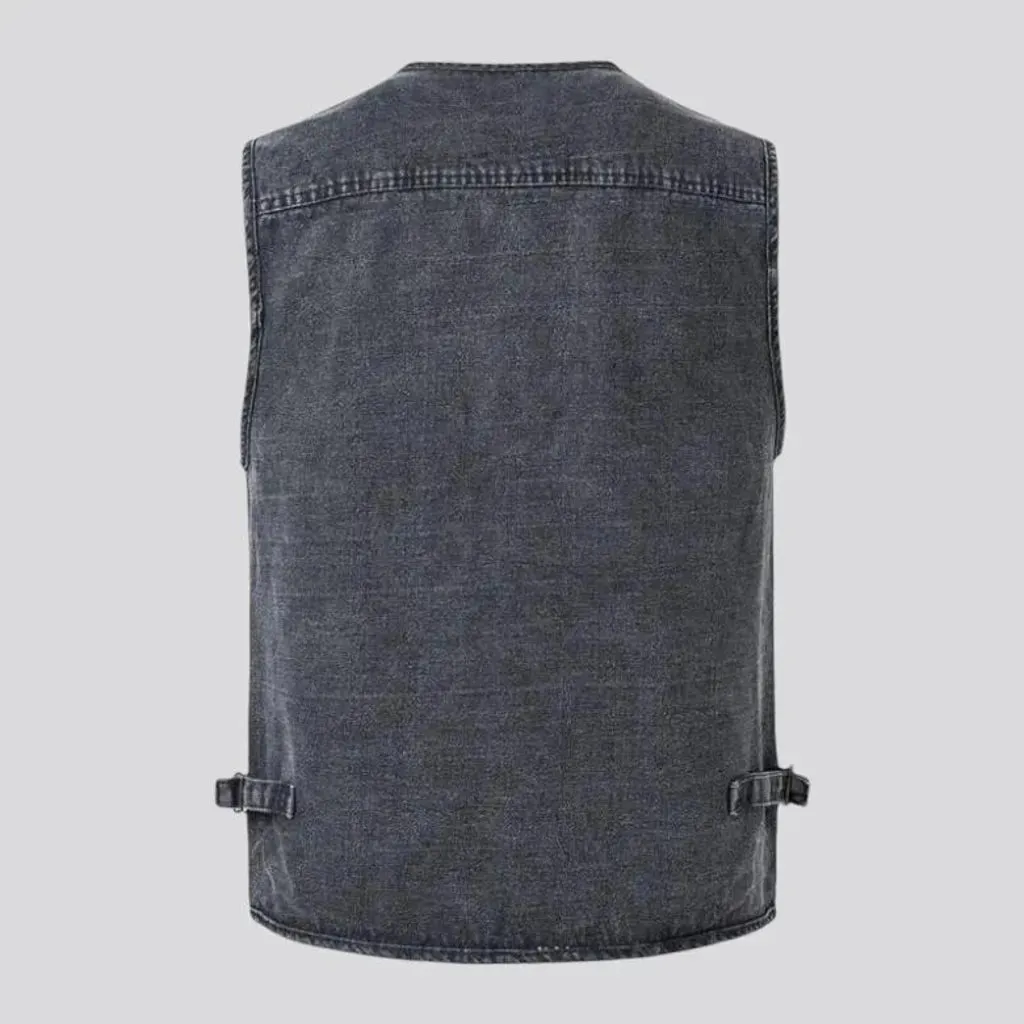 Regular fit vintage work worker men's denim vest