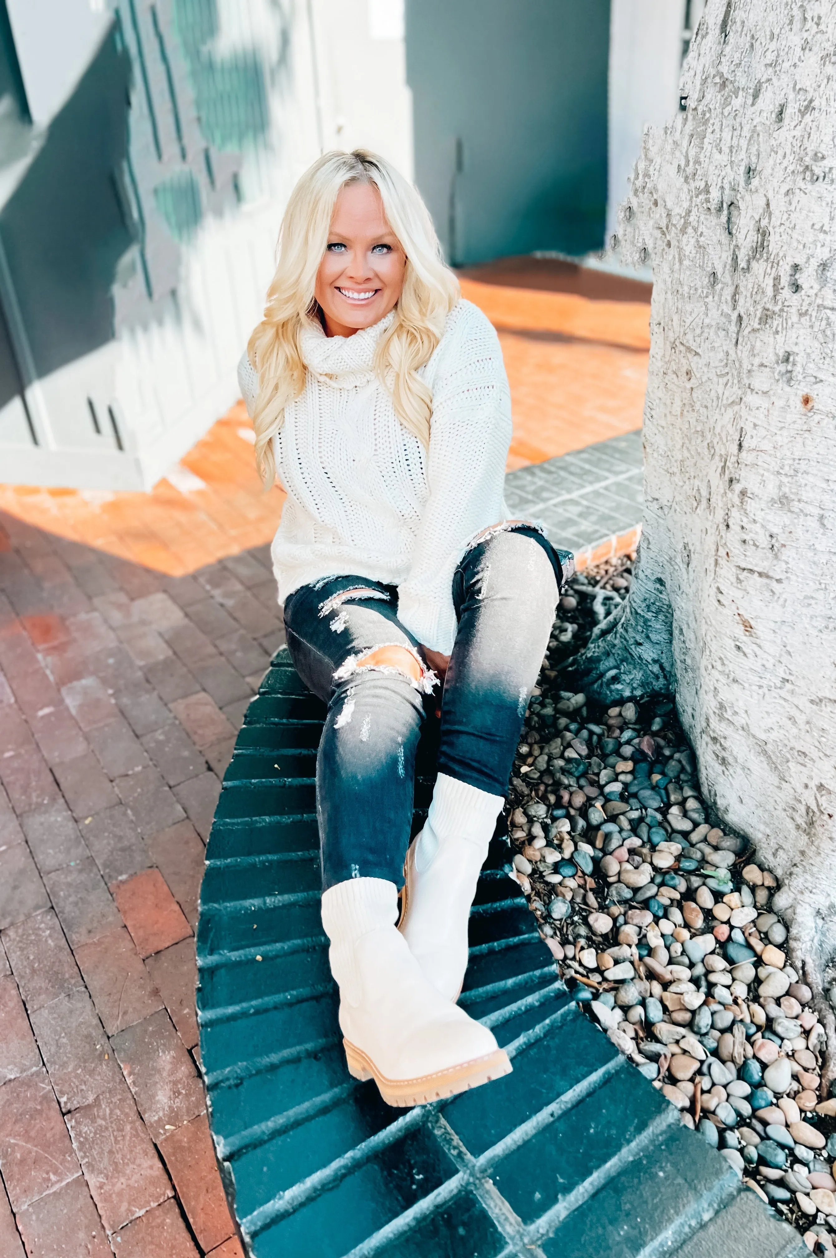 Remi Knit Top Booties Beige