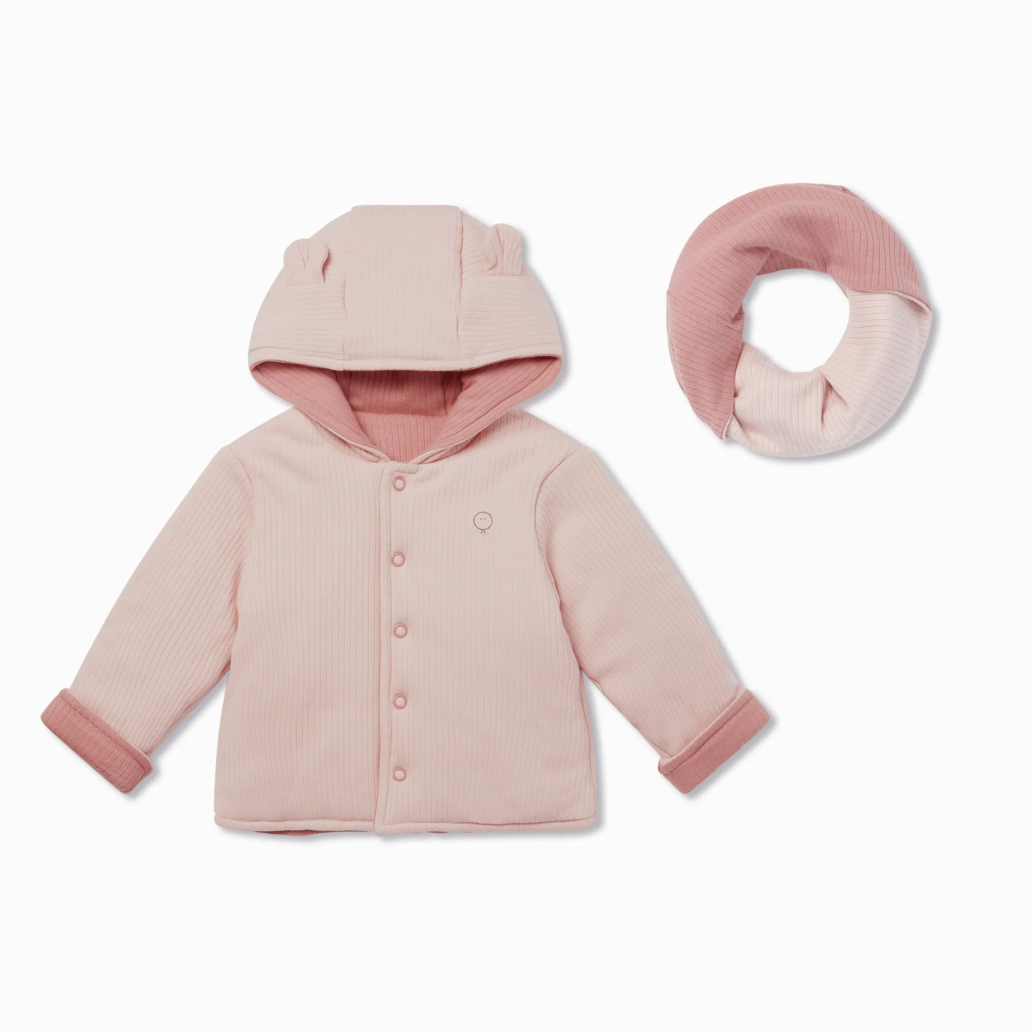 Ribbed Reversible Coat & Snood Set