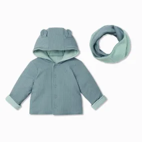 Ribbed Reversible Coat & Snood Set