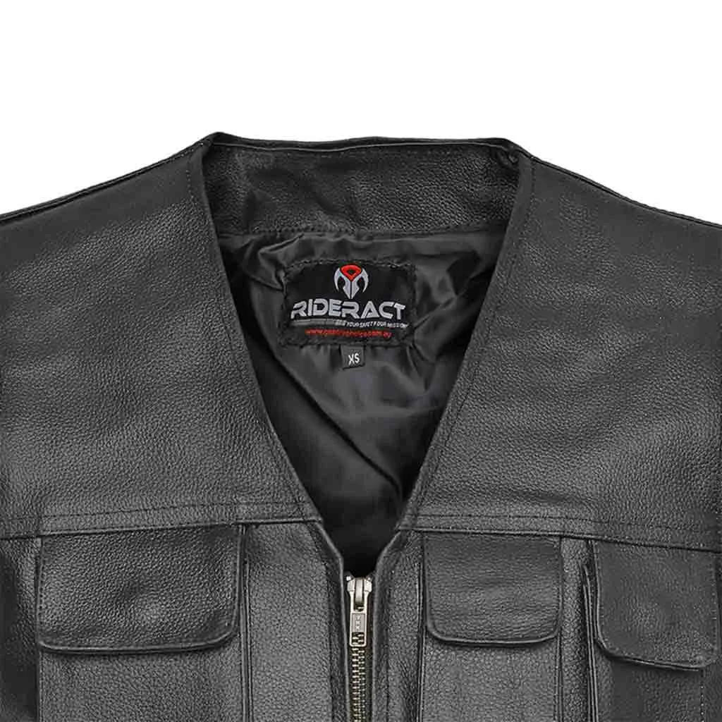 RIDERACT® Cargo Biker Leather Vest