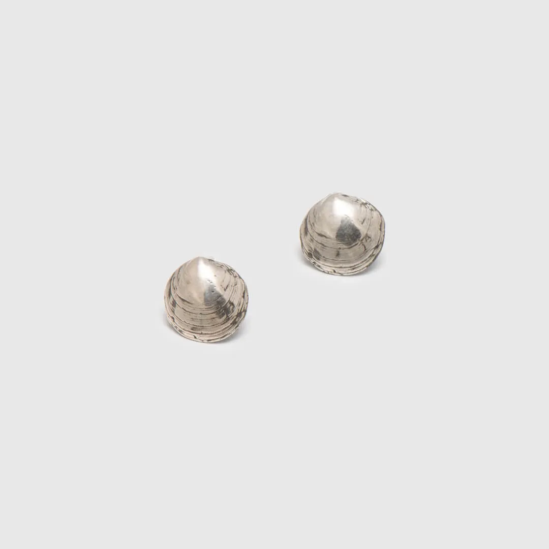 Romantic clams - stud earrings - silver 925 - black oxidation