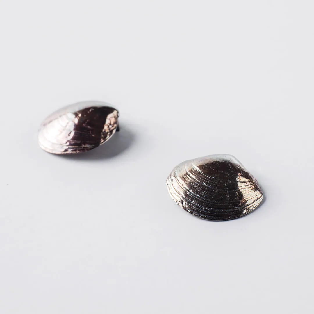 Romantic clams - stud earrings - silver 925 - rainbow patina