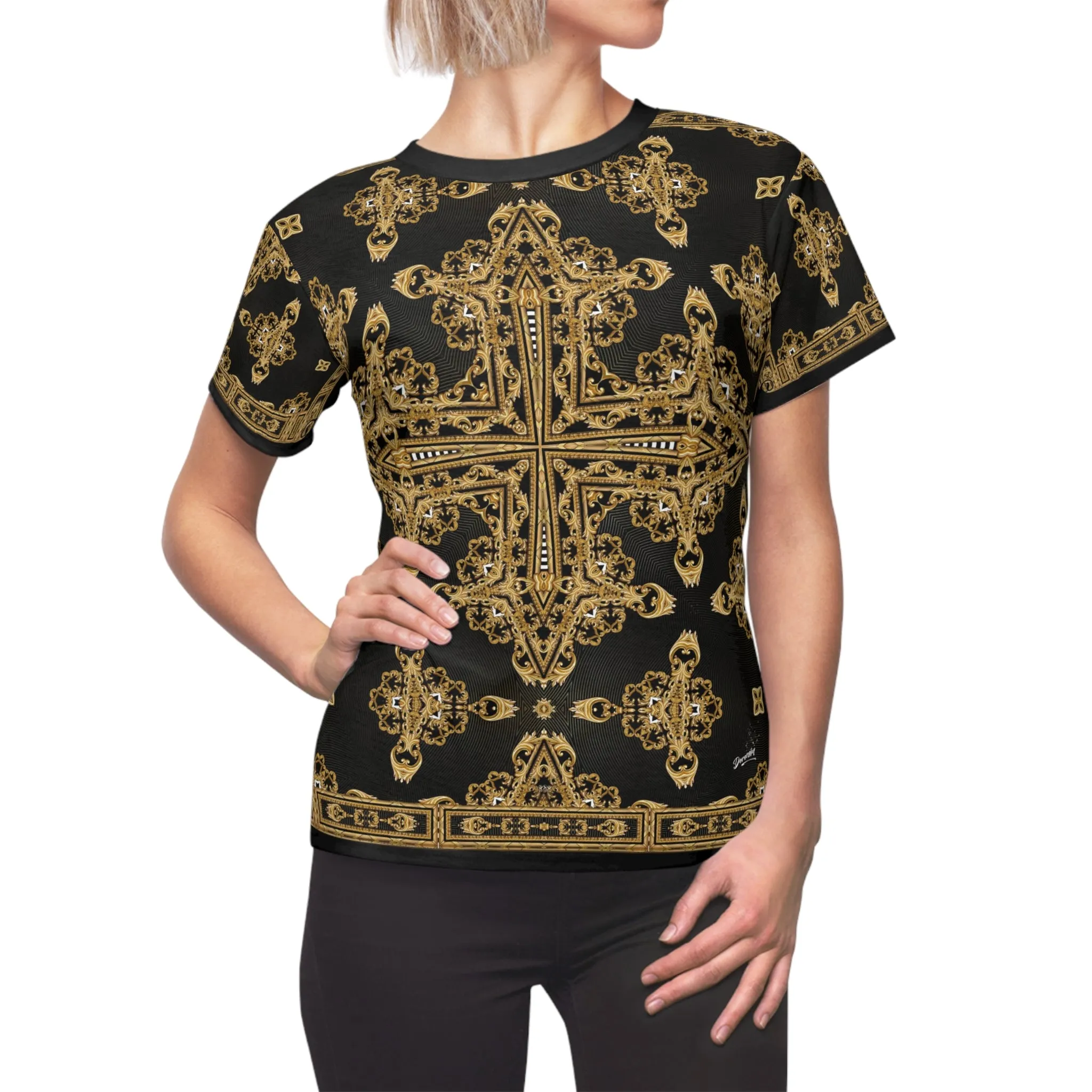 Russian Baroque T-Shirt Unisex Tee All Over Print T-Shirt Decorative Gold Tee Unisex T-Shirt  | D20039