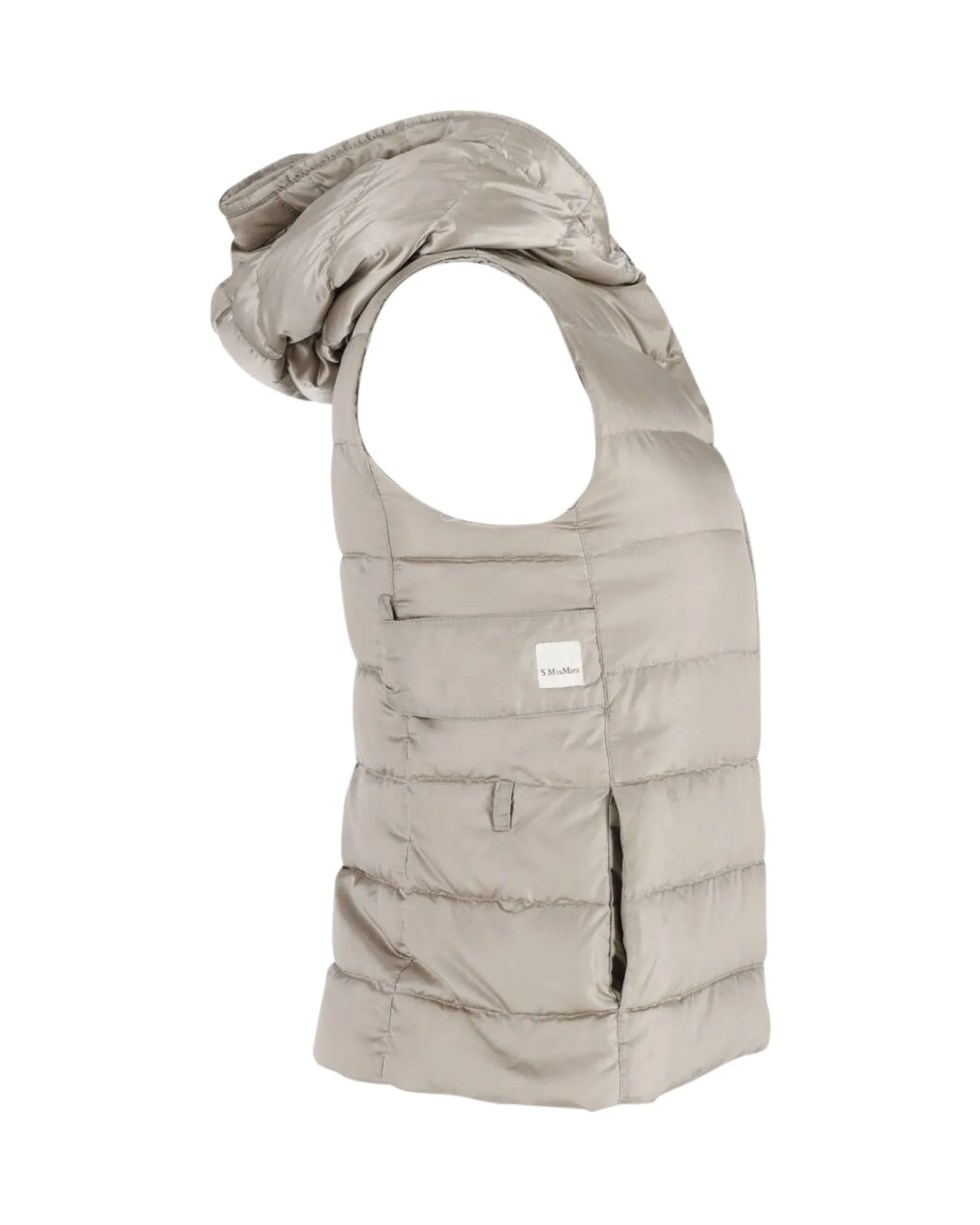 'S Max Mara Hooded Down Vest in Beige Polyamide