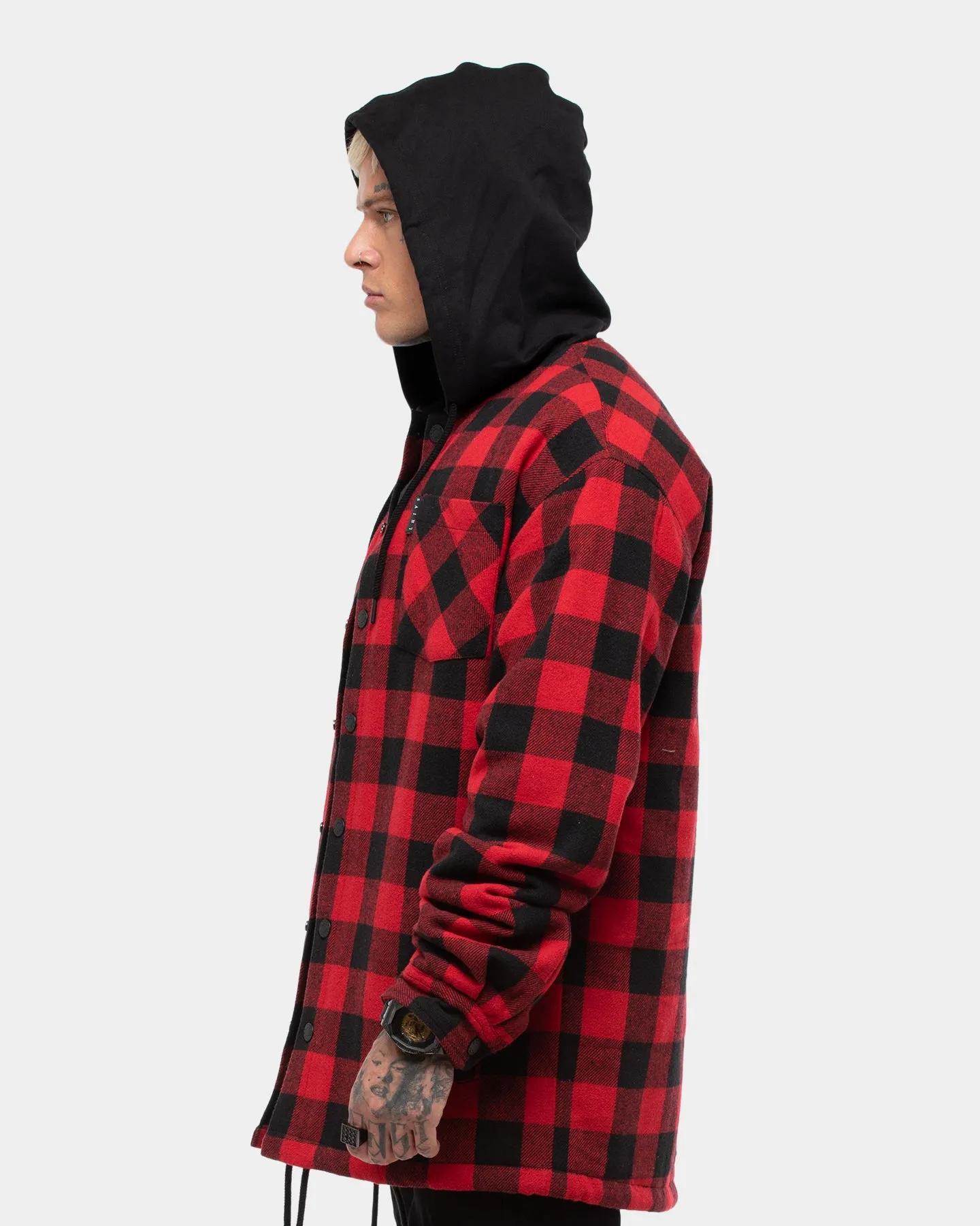 Saint Morta Men's Assassin Hooded Flannel Shacket Red/Black