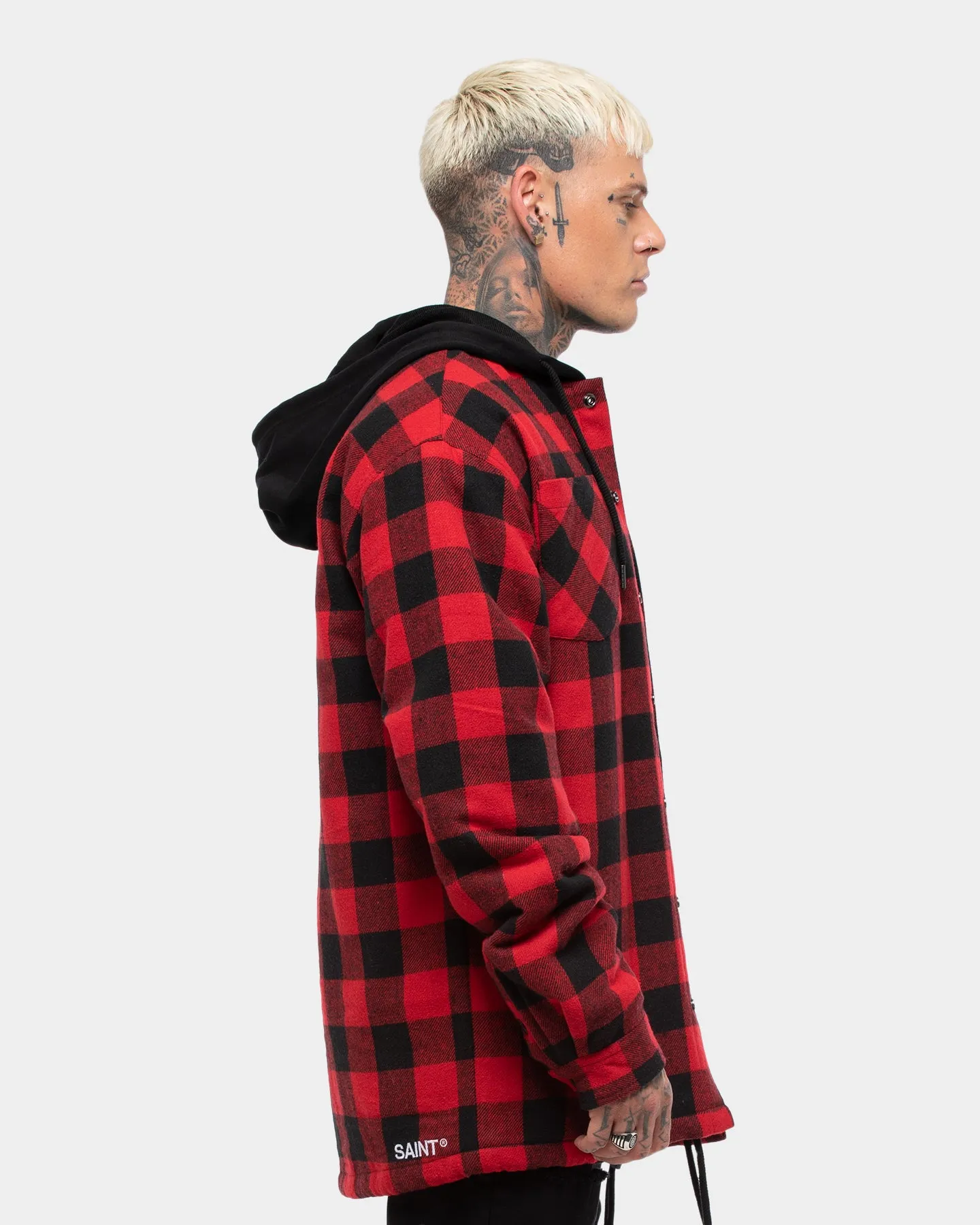 Saint Morta Men's Assassin Hooded Flannel Shacket Red/Black