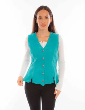 Scully Womens Snap Front Turquoise Leather Leather Vest XL