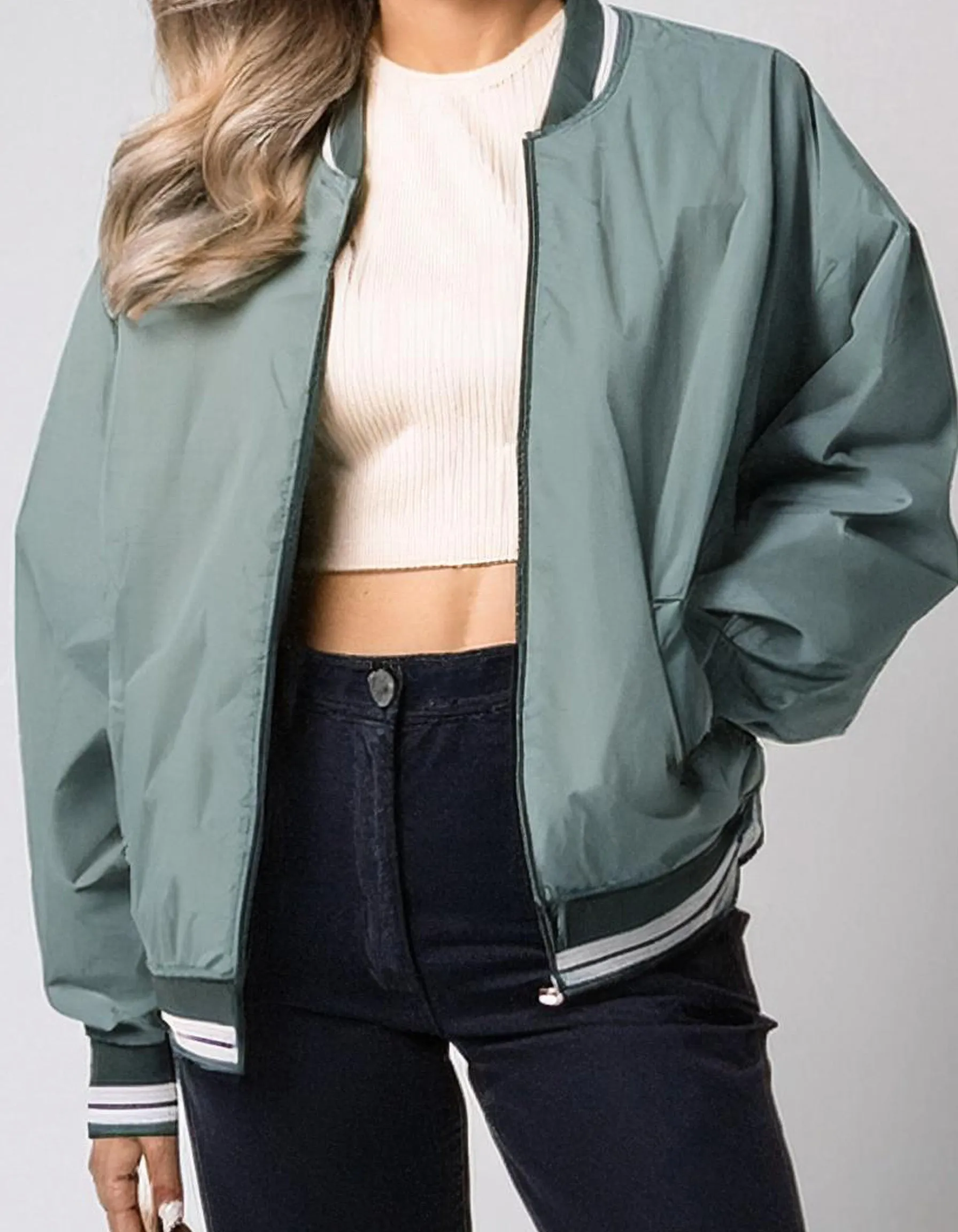 Seafoam Green Bomber Jacket