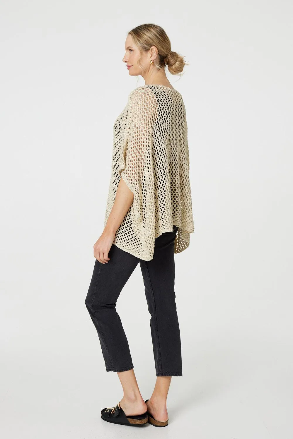 Sheer Crochet Relaxed Batwing Sleeve Top