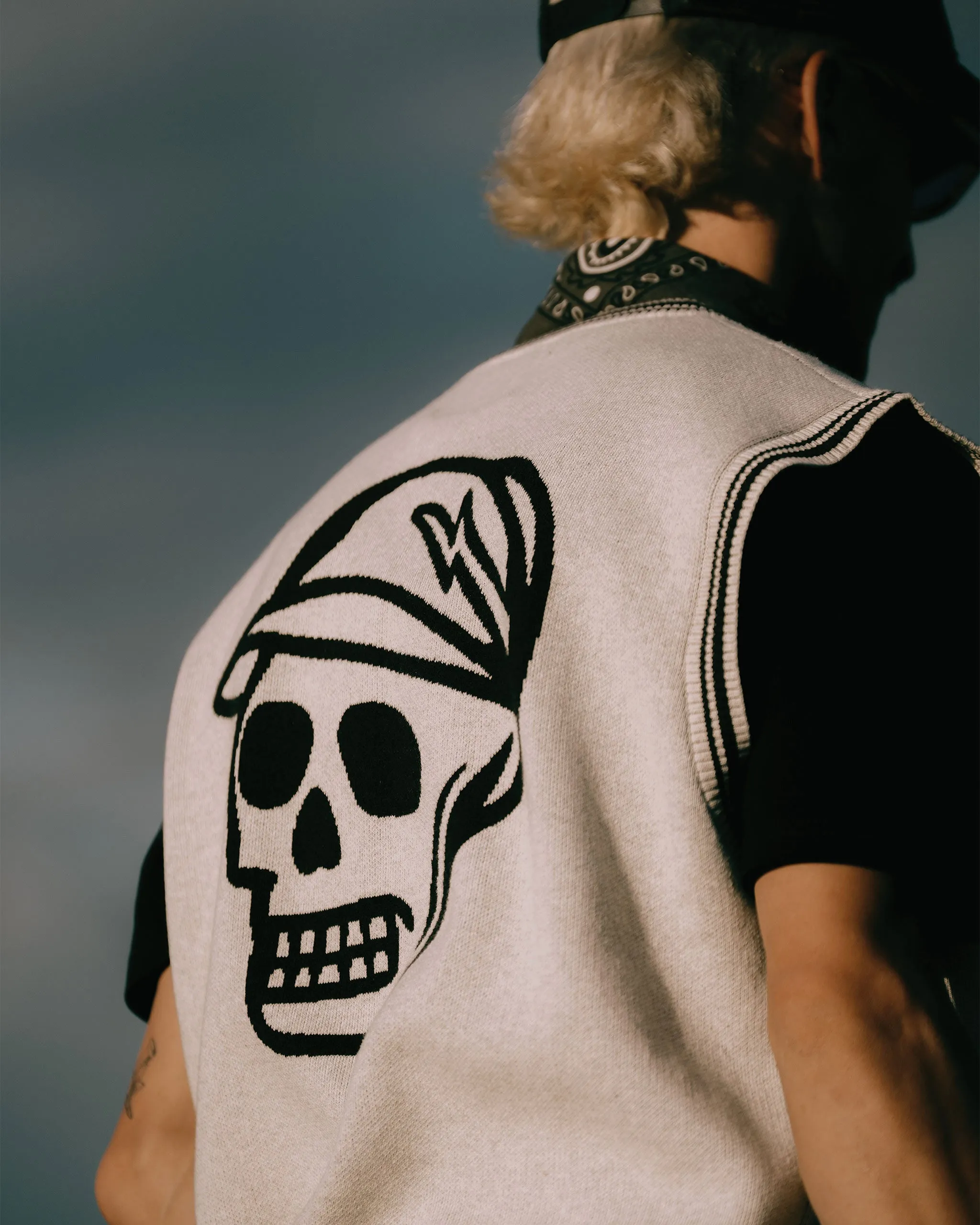 Skull Icon Sweater Vest - Oat