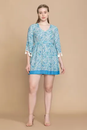 Sky Blue Paisley Babydoll Dress