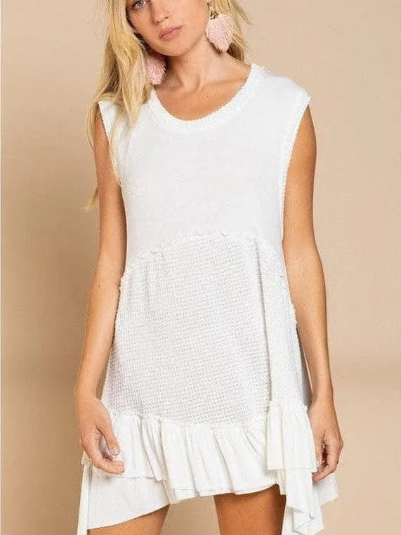 Sleeveless   Ruffled Tunic Mini Dress