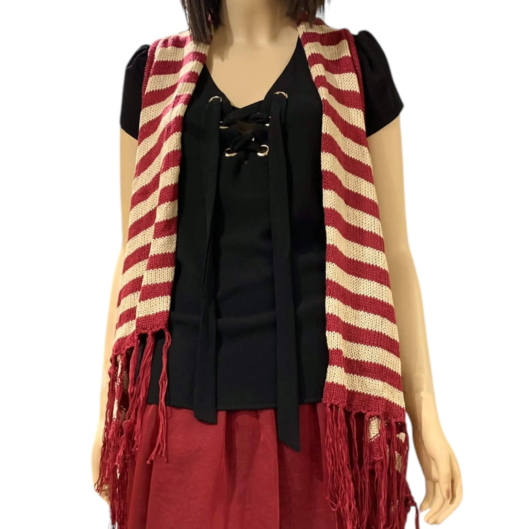 Sleeveless Striped Tribal Cardigan Vest