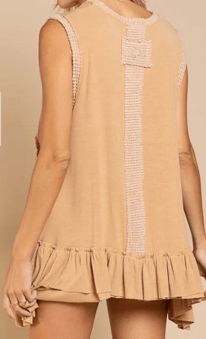 Sleeveless Sugar Beige Babydoll Dress