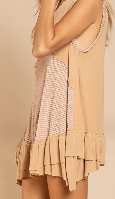 Sleeveless Sugar Beige Babydoll Dress