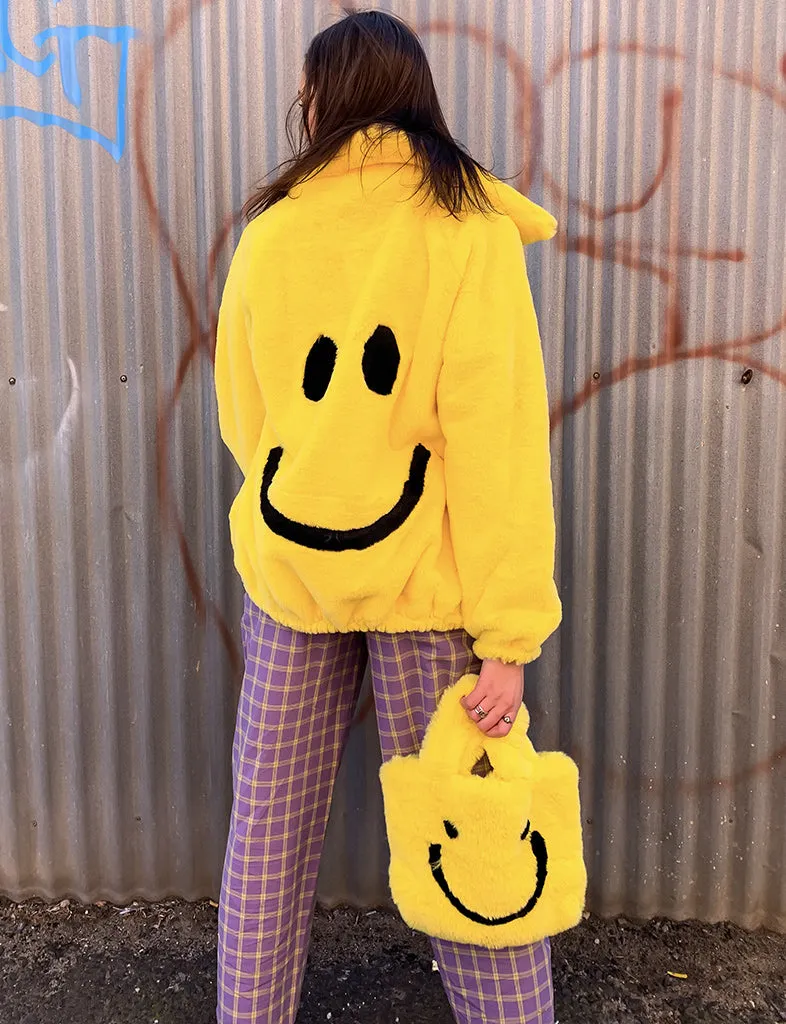 SMILEY FAUX FUR COAT - YELLOW ✰ MADE 4 U ✰