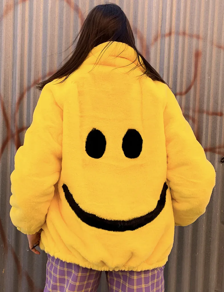 SMILEY FAUX FUR COAT - YELLOW ✰ MADE 4 U ✰