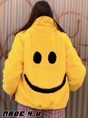 SMILEY FAUX FUR COAT - YELLOW ✰ MADE 4 U ✰