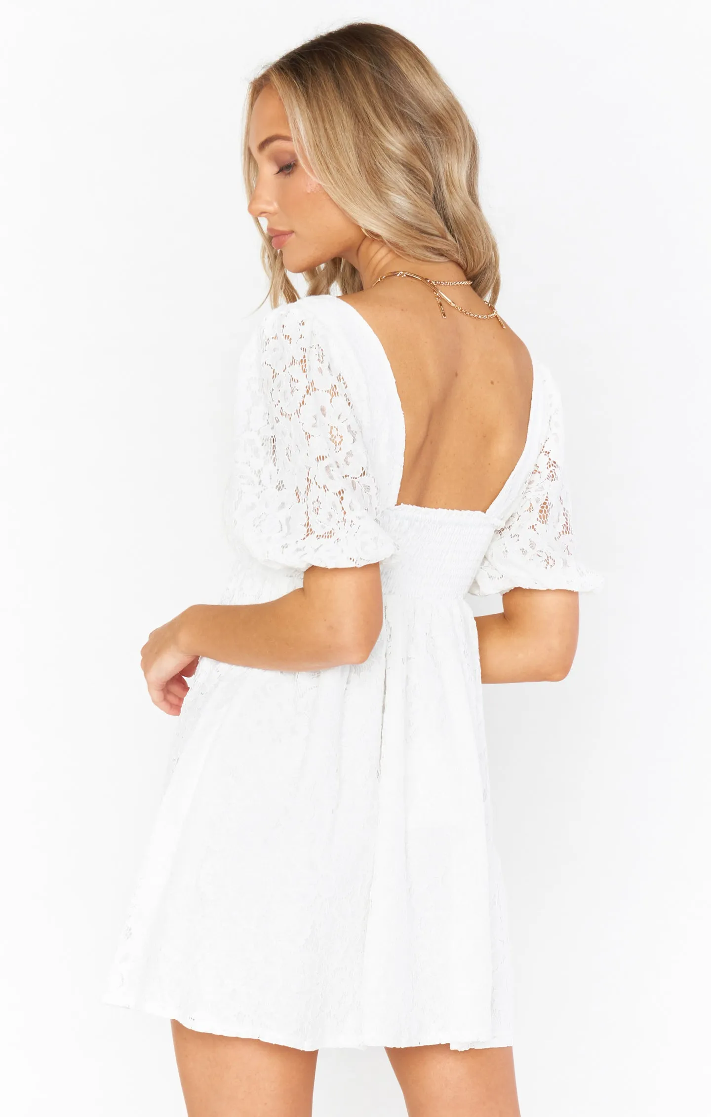 Smitten Babydoll Dress ~ Duchess Lace White