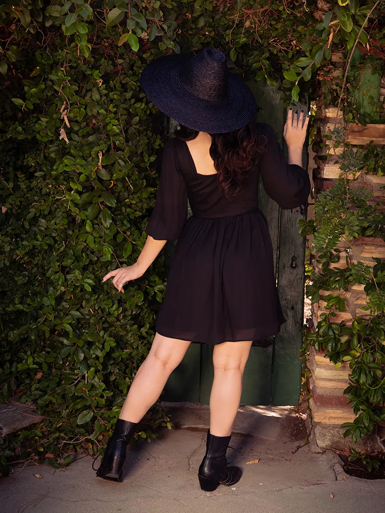 Solstice Babydoll Dress in Black Chiffon