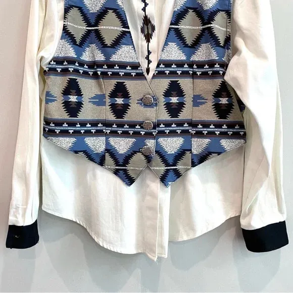 Southwestern Vest Button Down Top