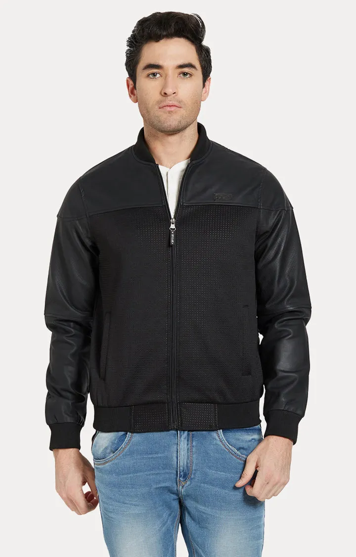 Spykar Men Black Solid Slim Fit Bomber Jacket