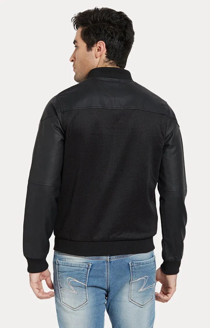 Spykar Men Black Solid Slim Fit Bomber Jacket