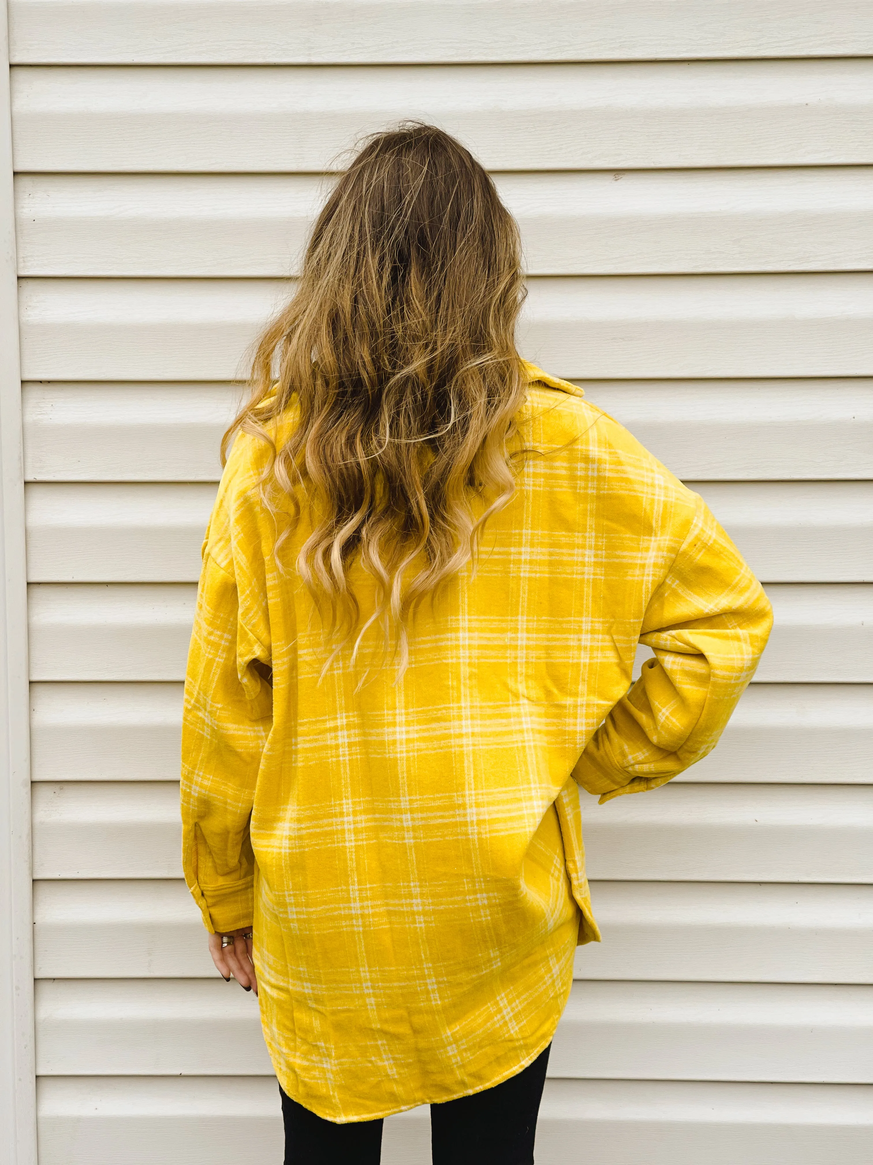 Sunflower Gold Plaid Loose-Fit Shacket