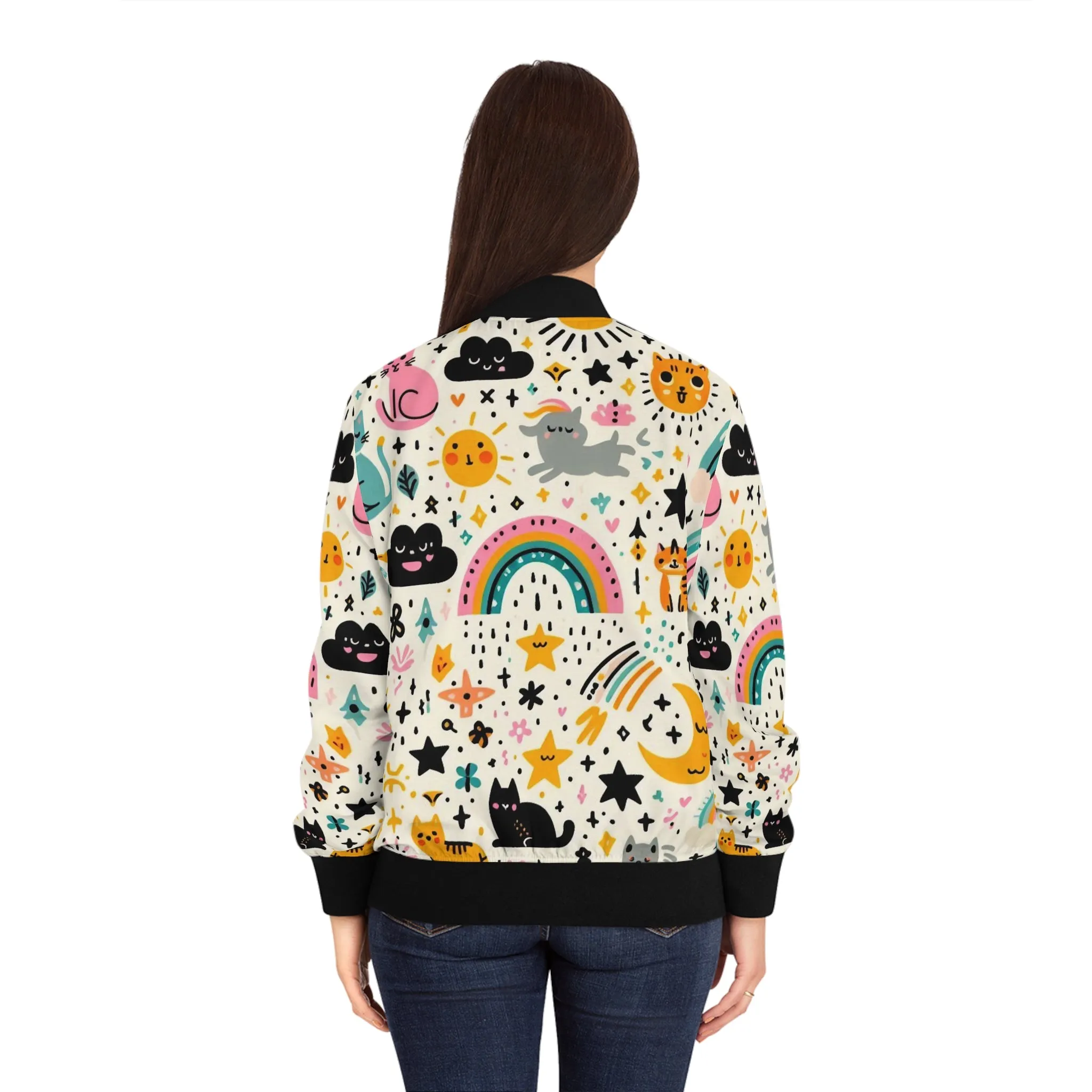 Sunshine, kitties, and rainbows - Women's Bomber Jacket (AOP)